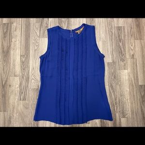 Tory Burch 100% Silk Blue Ruffle Tank Top Blouse Size 8